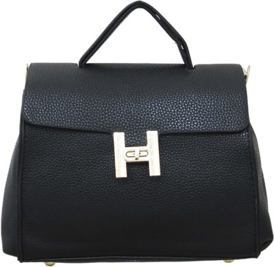 

Heels & Handles Women Formal Black PU Satchel