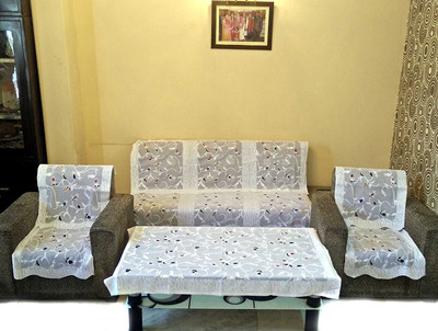 Style your home Polycotton 3+1+1 Seater Sofa Floral Cover(Pack of 11 Cream)