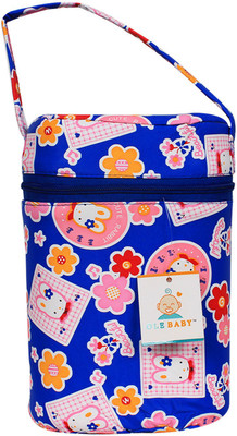 

Ole Baby Bunny Flower Sticker Assorted Double Portable Infant Feeding Milk Food Bottle Thermal Bag Storage Holder (Upto 250ml each) - 1 Slots(Navy Blue)