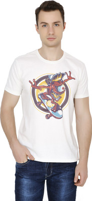 RUSE Printed Men Round Neck White T-Shirt