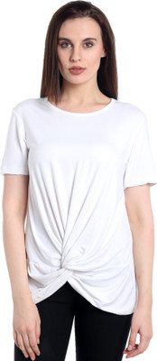 happy hippie Casual Short Sleeve Solid Women White Top