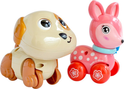 

Trinkets & More - Wind Up Toys Cute Dog and Dear (Set of 2) | Robust and Sturdy | Fun Toys Kids 12+ Months (Random Colours)(Multicolor)