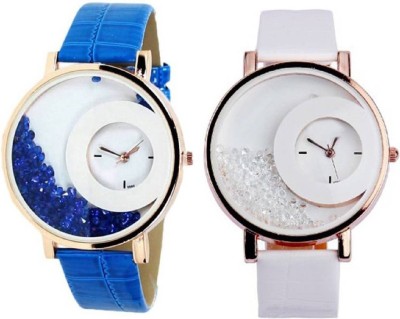 LEBENSZEIT NEW STYLISH LATEST FASHION BLUE AND WHITE DIAMOND WATCH Watch  - For Women   Watches  (LEBENSZEIT)