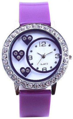 

ReniSales PURPLE DIAMOND STUDDED HEART SHAPE DIAL LATEST FASHION Watch - For Girls