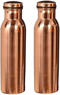 G Mart G-Mart Copper Water Bottles Brown 1000 ml Fridge Bottle Set of 2 1000 ml Bottle(Pack of 2, Brown, Copper)