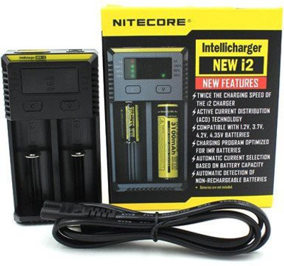 Nitecore New i2 Intellicharger (AA, AAA, Li-ion, IMR, Ni-MH/Ni-Cd, LiFe04, 18650) Rechargeable Camera Battery Charger(Black)