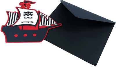 

Crack of Dawn Crafts Pirate Handmade Invitations - Pack of 6 Invitation Card(Black, Pack of 6)
