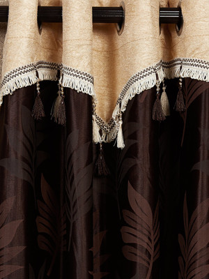 

Cortina 270 cm (9 ft) Polyester Long Door Curtain Single Curtain(Floral, Brown)
