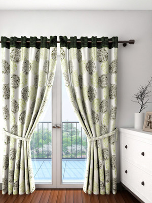 

Cortina 210 cm (7 ft) Polyester Door Curtain Single Curtain(Floral, Green)