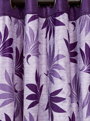 Cortina 150 cm (5 ft) Polyester Window Curtain Single Curtain(Floral, Purple)