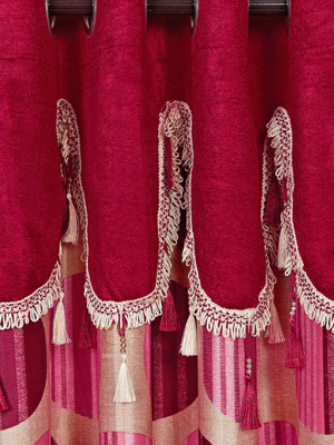 Cortina 150 cm (5 ft) Polyester Window Curtain Single Curtain(Motif, Maroon)