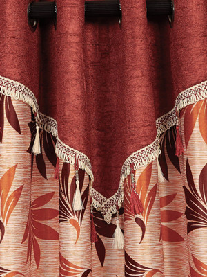 Cortina 150 cm (5 ft) Polyester Window Curtain Single Curtain(Floral, Orange) Cortina 150 cm (5 ft) Polyester Window Curtain Single Curtain(Floral, Orange)