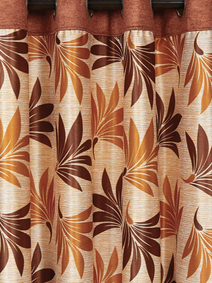 

Cortina 210 cm (7 ft) Polyester Door Curtain Single Curtain(Floral, Orange)