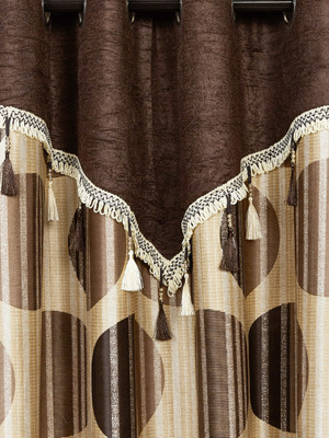 Cortina 210 cm (7 ft) Polyester Door Curtain Single Curtain(Striped, Orange)