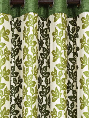 

Cortina 270 cm (9 ft) Polyester Long Door Curtain Single Curtain(Floral, Green)