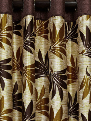 

Cortina 270 cm (9 ft) Polyester Long Door Curtain Single Curtain(Motif, Brown)
