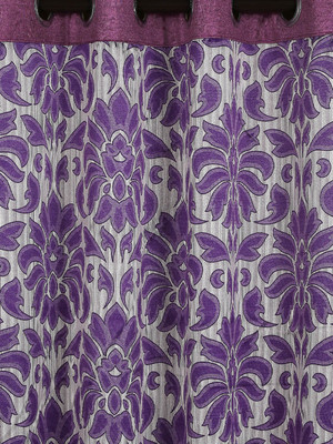 Cortina 150 cm (5 ft) Polyester Window Curtain Single Curtain(Motif, Purple)