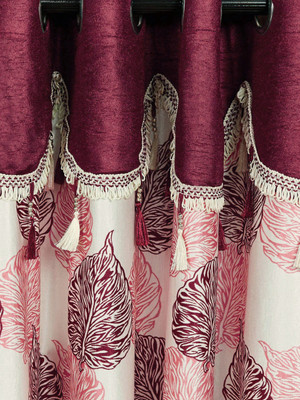 

Cortina 210 cm (7 ft) Polyester Door Curtain Single Curtain(Floral, Maroon)