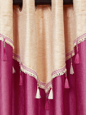 

Cortina 150 cm (5 ft) Polyester Window Curtain Single Curtain(Motif, Pink)