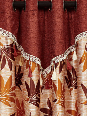 

Cortina 150 cm (5 ft) Polyester Window Curtain Single Curtain(Solid, Orange)