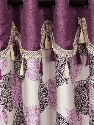 

Cortina 270 cm (9 ft) Polyester Long Door Curtain Single Curtain(Floral, Purple)