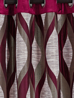 

Vorhang 210 cm (7 ft) Jacquard Door Curtain Single Curtain(Striped, Maroon)