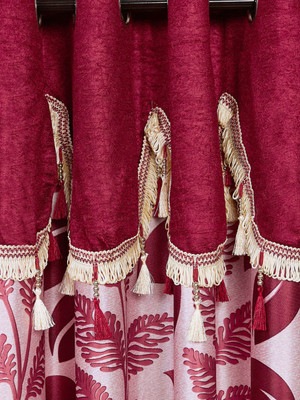 

Cortina 150 cm (5 ft) Polyester Window Curtain Single Curtain(Printed, Maroon)