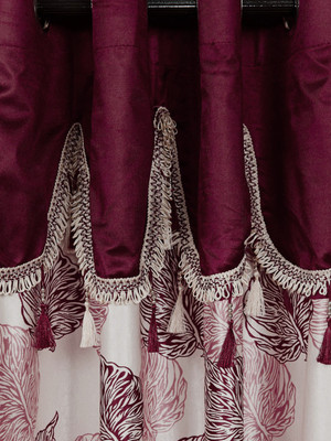 

Cortina 270 cm (9 ft) Polyester Long Door Curtain Single Curtain(Floral, Maroon)