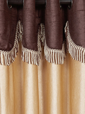 

Cortina 210 cm (7 ft) Polyester Door Curtain Single Curtain(Striped, Gold)