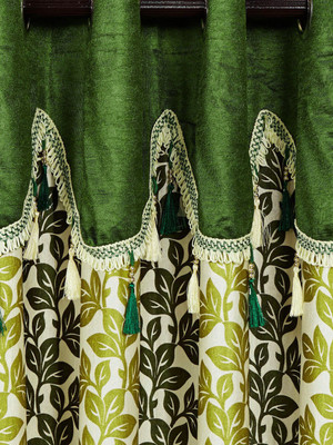 

Cortina 270 cm (9 ft) Polyester Shower Curtain Single Curtain(Floral, Green)