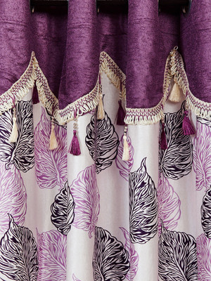 

Cortina 150 cm (5 ft) Polyester Window Curtain Single Curtain(Floral, Purple)