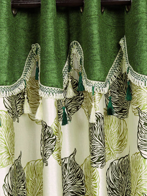 

Cortina 210 cm (7 ft) Polyester Door Curtain Single Curtain(Floral, Green)