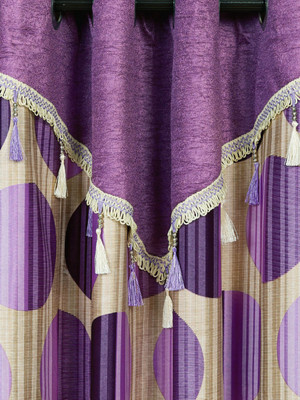 Cortina 210 cm (7 ft) Polyester Door Curtain Single Curtain(Striped, Purple)