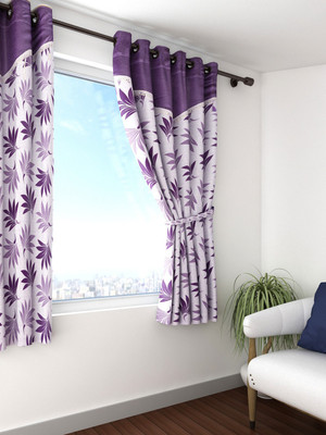 

Cortina 150 cm (5 ft) Polyester Window Curtain Single Curtain(Abstract, Purple)