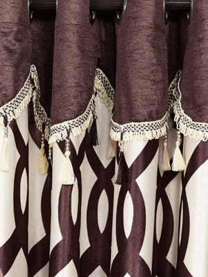 

Cortina 270 cm (9 ft) Polyester Long Door Curtain Single Curtain(Floral, Brown)