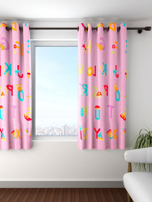 

Cortina 150 cm (5 ft) Polyester Window Curtain Single Curtain(Abstract, Pink)