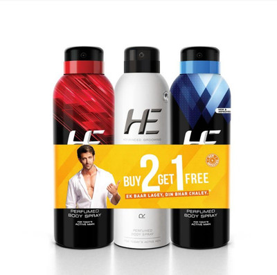 

HE DEO2+1 Perfume Body Spray - For Men(450 ml, Pack of 3)