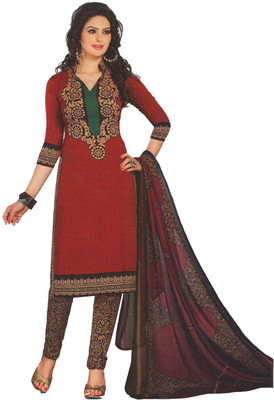 

Giftsnfriends Crepe Printed Salwar Suit Dupatta Material(Un-stitched), Red