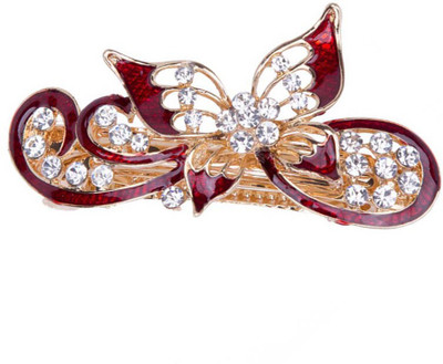 

GELILIA Cute Butterfly shaped Crystal Studded Hair Clip(Red)