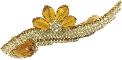 

AccessHer Designer studded back clip Women Hair Clip(Gold)