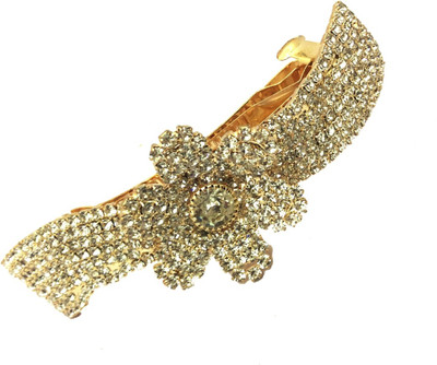 

AccessHer Designer studded back clip Women Hair Clip(Gold)