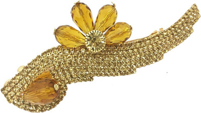 

AccessHer Designer studded back clip Women Hair Clip(Gold)
