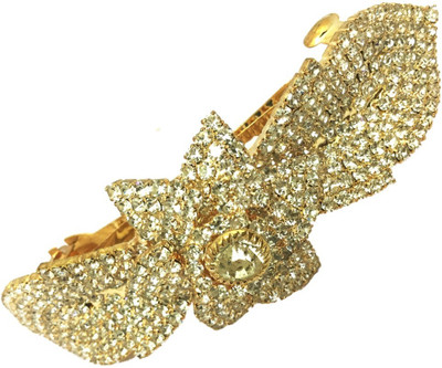 

AccessHer Designer studded back clip Women Hair Clip(Gold)
