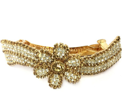 

AccessHer Designer studded back clip Women Hair Clip(Gold)