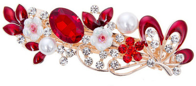 

GELILIA Elegant Crystal Studded Hair Clip(Red)