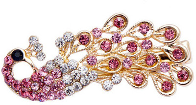 

GELILIA Stylish Peacock shaped Crystal Studded Hair Clip(Pink)