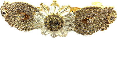 

AccessHer Designer studded back clip Women Hair Clip(Gold)