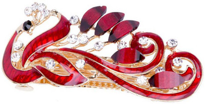 

GELILIA Vintage Style Peacock shaped Crystal Studded Hair Clip(Red)