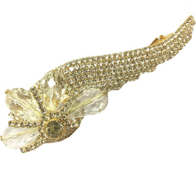 

AccessHer Designer studded back clip Women Hair Clip(Gold)