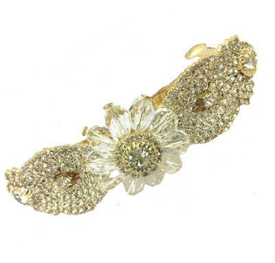 

AccessHer Designer studded back clip Women Hair Clip(Gold)